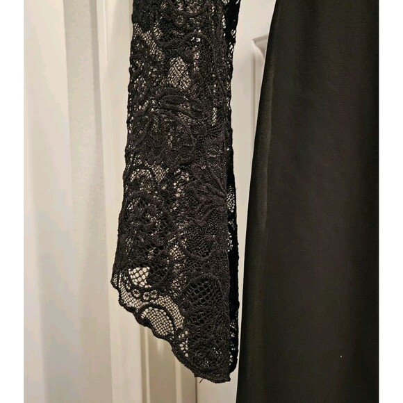 Black Lace Maxi Gown Dress Medium Size 6/8 Sheer with Slip Side Zip Worn Once - Picture 4 of 13